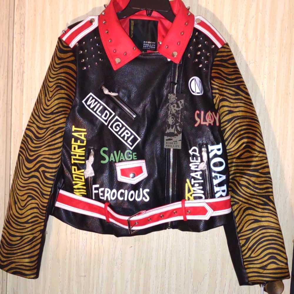 A Robert Phillipe Faux Leather Jacket Sz. XL New With Tag.